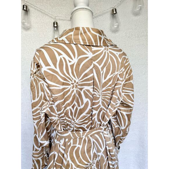 CATO Brown & White Cotton Belted Trench Coat Jacket Women's 18/20W - Picture 6 of 8